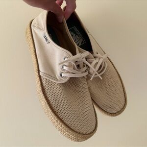 Vans Low Top Sneaker Espadrilles White Cream Woven Size Women’s 7